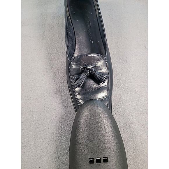 VTG Ferragamo Navy Leather Tassel Loafers 👞 Women’s 8 2A Classic Preppy Chic - Picture 9 of 9